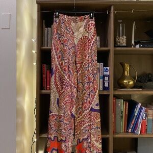 zara • satin paisley printed pants